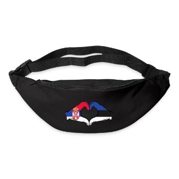 Serbie Estonie Drapeau Mains Coeur Forme - Sac banane - noir - Devant