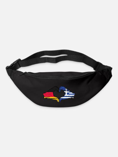 Deutschland Griechenland Flagge Hände Herz used - Gürteltasche - Schwarz