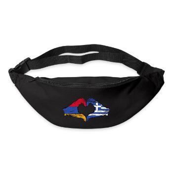 Armenia Greece Flag Hands Heart Shape Used - Bum bag - black - Front