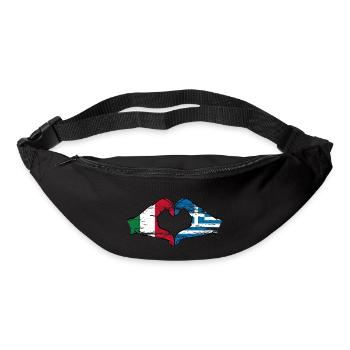 Italy Greece Flag Hands Heart Shape Used - Bum bag - black - Front