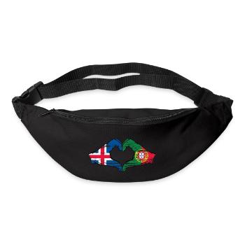 Iceland Portugal Flag Hands Heart Shape Used - Bum bag - black - Front