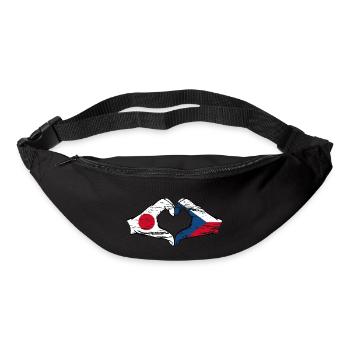 Drapeau du Japon et de la République tchèque en forme de coeur utilisé - Sac banane - noir - Devant