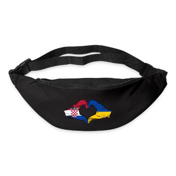 Kroatien Ukraine Flagge Herzform used - Gürteltasche - Schwarz - Vorne