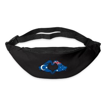 Drapeau ouïghour australien en forme de cœur utilisé - Sac banane - noir - Devant