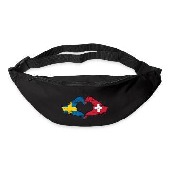 Suède Suisse Drapeau Forme de coeur utilisé - Sac banane - noir - Devant