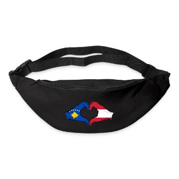 Kosovo Austria Flag Hands Heart Shape Used - Bum bag - black - Front