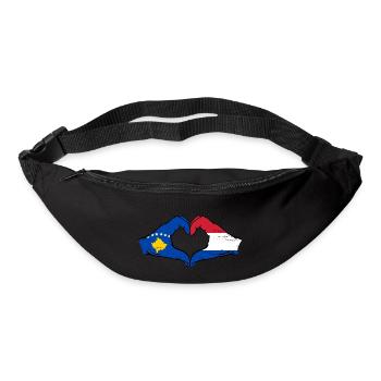 Kosovo Hollande drapeau mains forme de coeur utilisé - Sac banane - noir - Devant