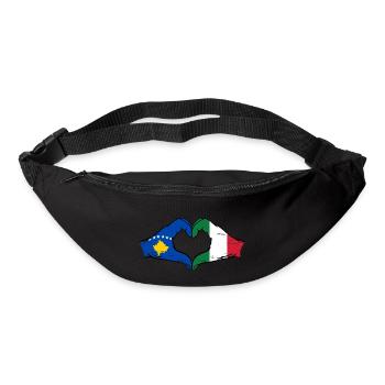 Kosovo Italy Flag Hands Heart Shape Used - Bum bag - black - Front