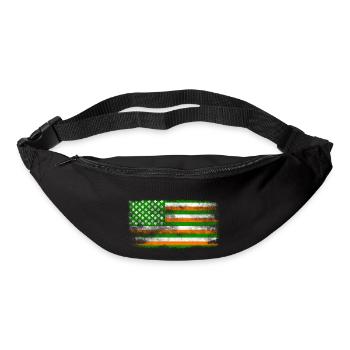 Drapeau de la Saint-Patrick irlandais américain lavé - Sac banane - noir - Devant