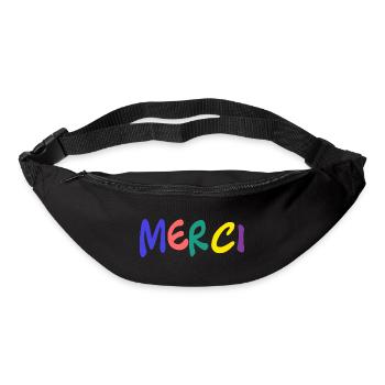 MERCI. THANKS. THANK YOU. ANNIVERSAIRE. NAISSANCE. - Sac banane - noir - Devant