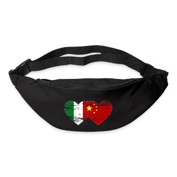 Italy China Flag Heart Used - Bum bag - black - Front