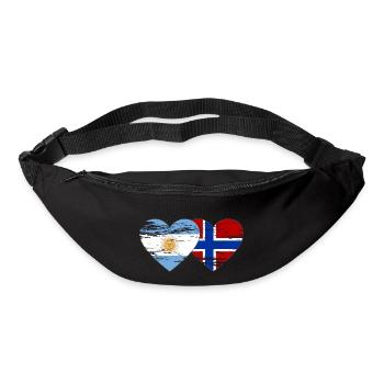 Argentine Norvège drapeau coeur utilisé - Sac banane - noir - Devant