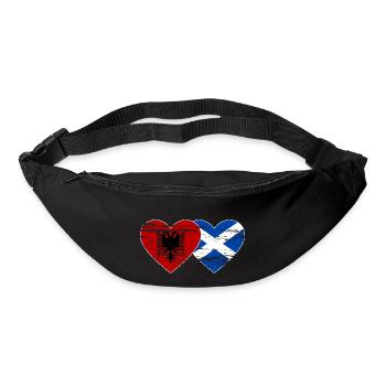 Albania Scotland flag heart used - Bum bag - black - Front