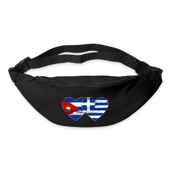 Cuba Grèce Drapeau Coeur Utilisé - Sac banane - noir - Devant