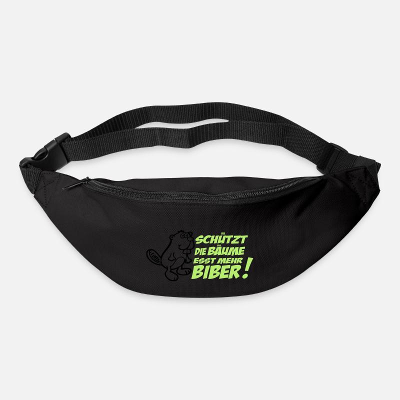 Protège les arbres - manger plus de castors! - Sac banane - noir
