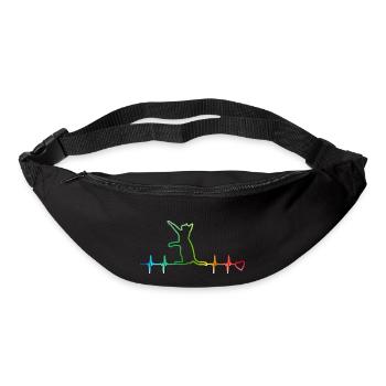 Heartbeat cat rainbow Herzschlag Katze Herz Kurve - Gürteltasche - Schwarz - Vorne