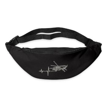 Shirt Geschenk Heartbeat Hubschrauber - Gürteltasche - Schwarz - Vorne