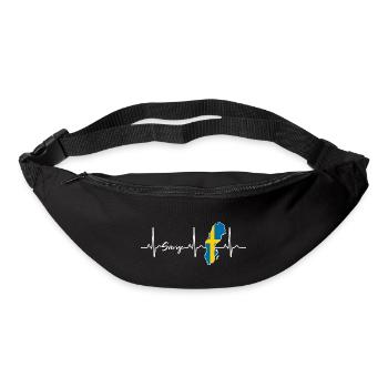 Suède Sverige Battement de coeur Scandinavie - Sac banane - noir - Devant