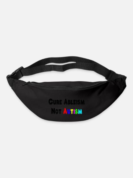 Cure Ableism Not Autism T-Shirt - Bum bag - black