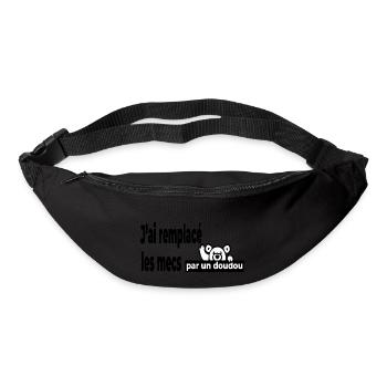 J'ai remplacé les mecs par un doudou - Humour - Sac banane - noir - Devant