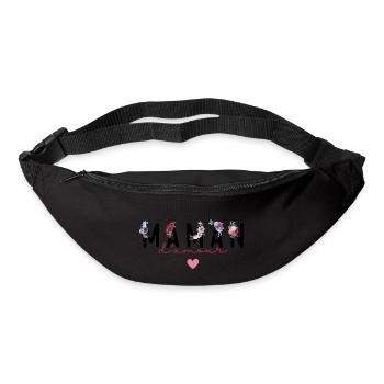 Maman d’amour fleurs- idée cadeau maman - Sac banane - noir - Devant