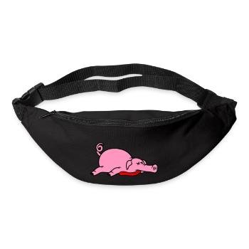 Grillon de porc mort inconscient mangeant de la viande - Sac banane - noir - Devant