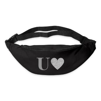 Silberner Herzbuchstabe u - Gürteltasche - Schwarz - Vorne