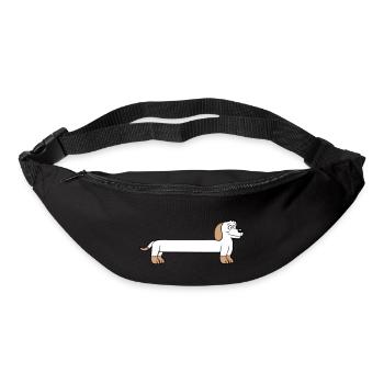 chien long teckel drôle long dessiné cool dessin animé - Sac banane - noir - Devant