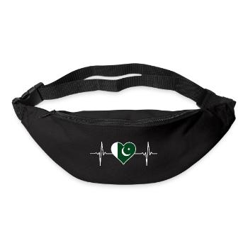 Battement de cœur du drapeau pakistanais - Sac banane - noir - Devant