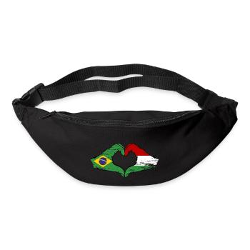 Brésil Hongrie Drapeau Mains Coeur Forme Utilisé - Sac banane - noir - Devant