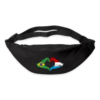 Brésil Luxembourg Drapeau Mains Coeur Forme Utilisé - Sac banane - noir - Devant