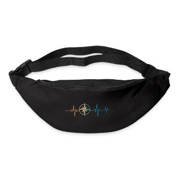 Battement de coeur rétro boussole - Sac banane - noir - Devant
