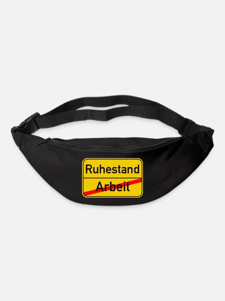 Ortsschild Arbeit - Ruhestand - Gürteltasche - Schwarz