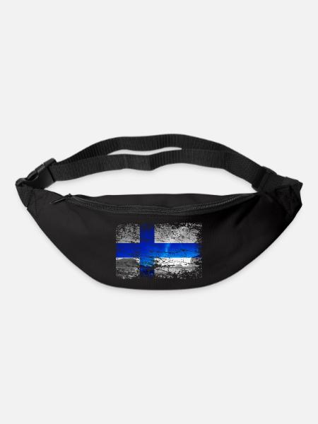 Finnland mit Nordlicht im Vintage-Style - Gürteltasche - Schwarz