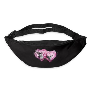 Double heart with stag / / Wiesn / ladies - Bum bag - black - Front