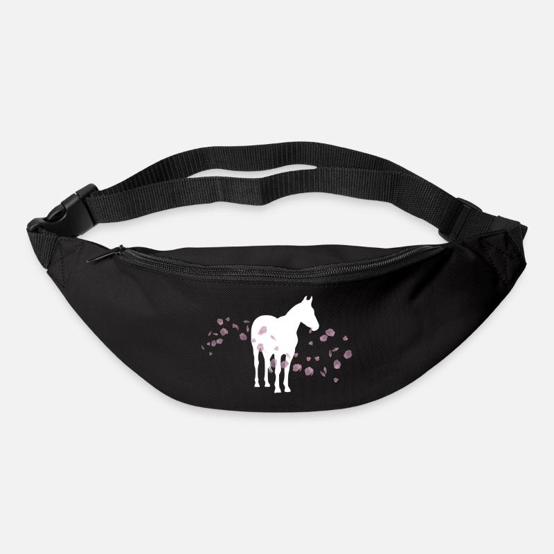 Kirschblütenpferd / Reiten - Gürteltasche - Schwarz
