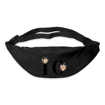 40e anniversaire fleuris (Cadeau de 40 ans) - Sac banane - noir - Devant