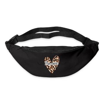marraine coeur léopard tendance - Sac banane - noir - Devant