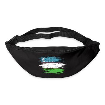 Drapeau de l’Ouzbékistan utilisé - Sac banane - noir - Devant