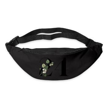 Numéro 24 floral vert -24e anniversaire floral - Sac banane - noir - Devant