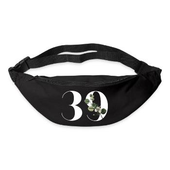 Nummer 39 Blumengrün - 39. Blumengeburtstag - Gürteltasche - Schwarz - Vorne