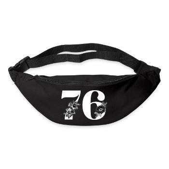 Nummer 76 Schwarze Blumen - 76. Blumengeburtstag - Gürteltasche - Schwarz - Vorne