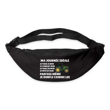 Tracteur agricole humour fermier passion paysanne  - Sac banane - noir - Devant