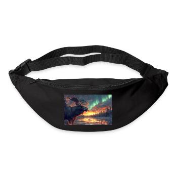 Moose under the Northern Lights - Bum bag - black - Front
