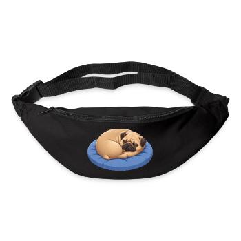 Carlin mignon Chien de dessins animés câlinant Reposant - Sac banane - noir - Devant