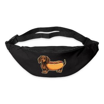Süßer Dackel Hot-Dog-Brötchen-Aufkleber - Gürteltasche - Schwarz - Vorne