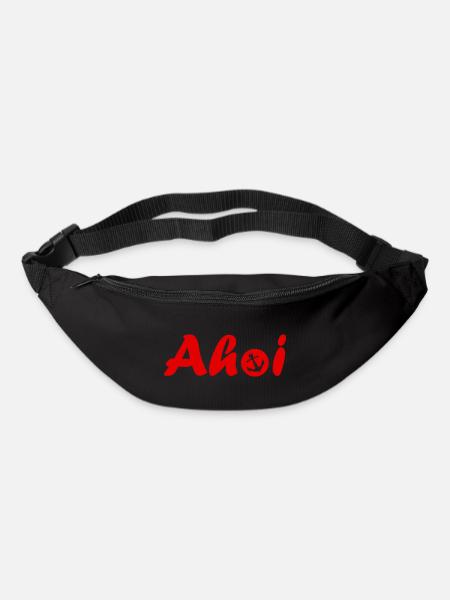 Ahoi Schriftzug mit Anker rot - Gürteltasche - Schwarz