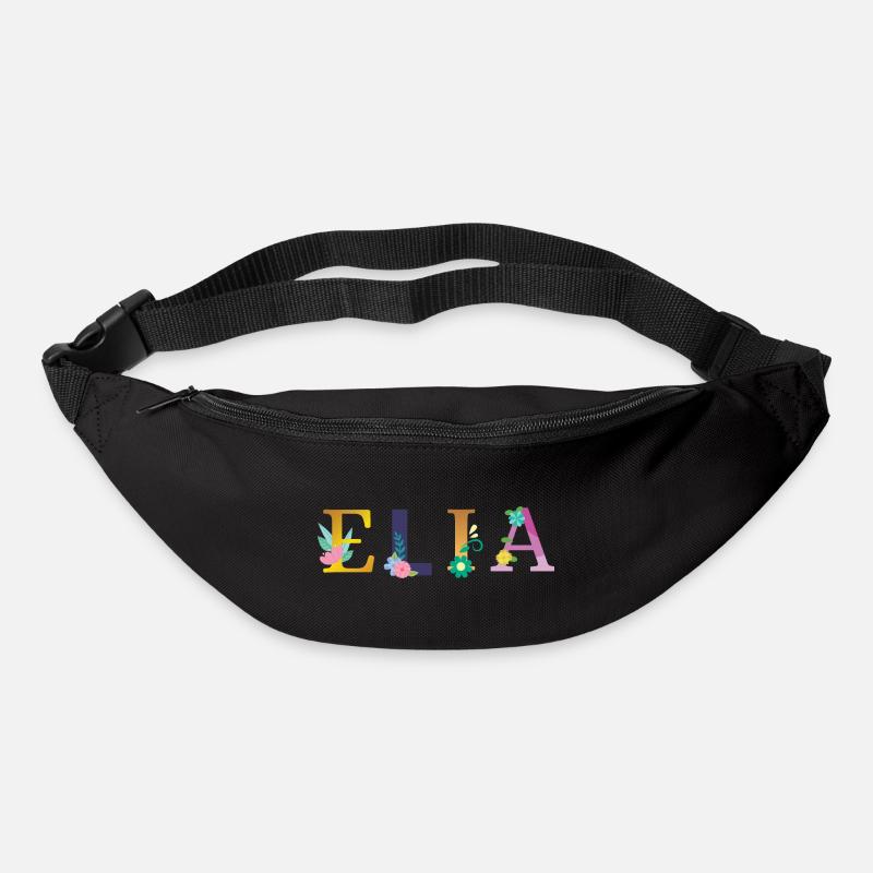 ELIA Name mit Blumen geschmückt - Gürteltasche - Schwarz