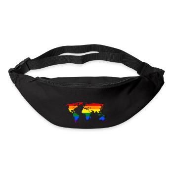 Rainbow Colorful Gay Pride World Map World Motif - Bum bag - black - Front