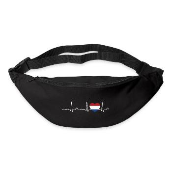 Pays-Bas - Battement cardiaque, pouls, ligne cardiaque, ECG - Sac banane - noir - Devant
